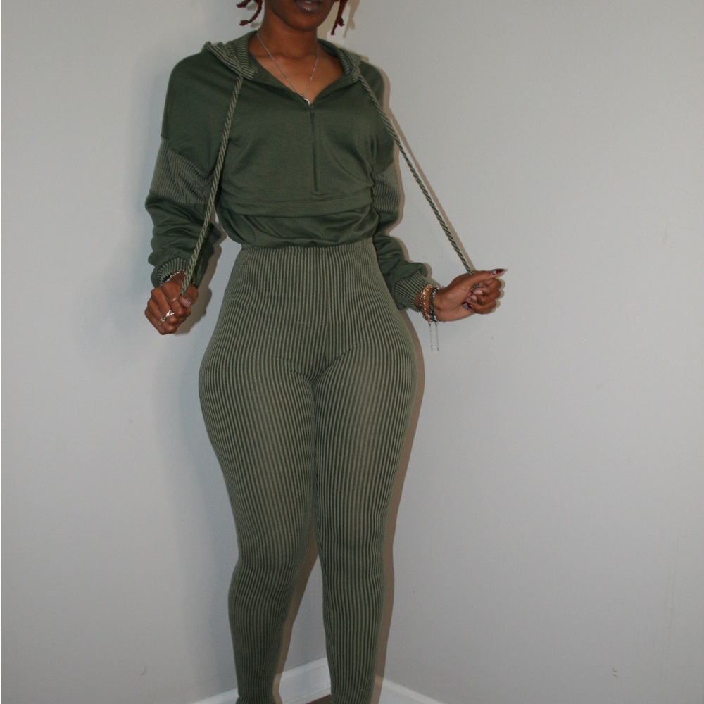 Fashion Nova Olive Ribbed Jumpsuit - Picture 3 of 4